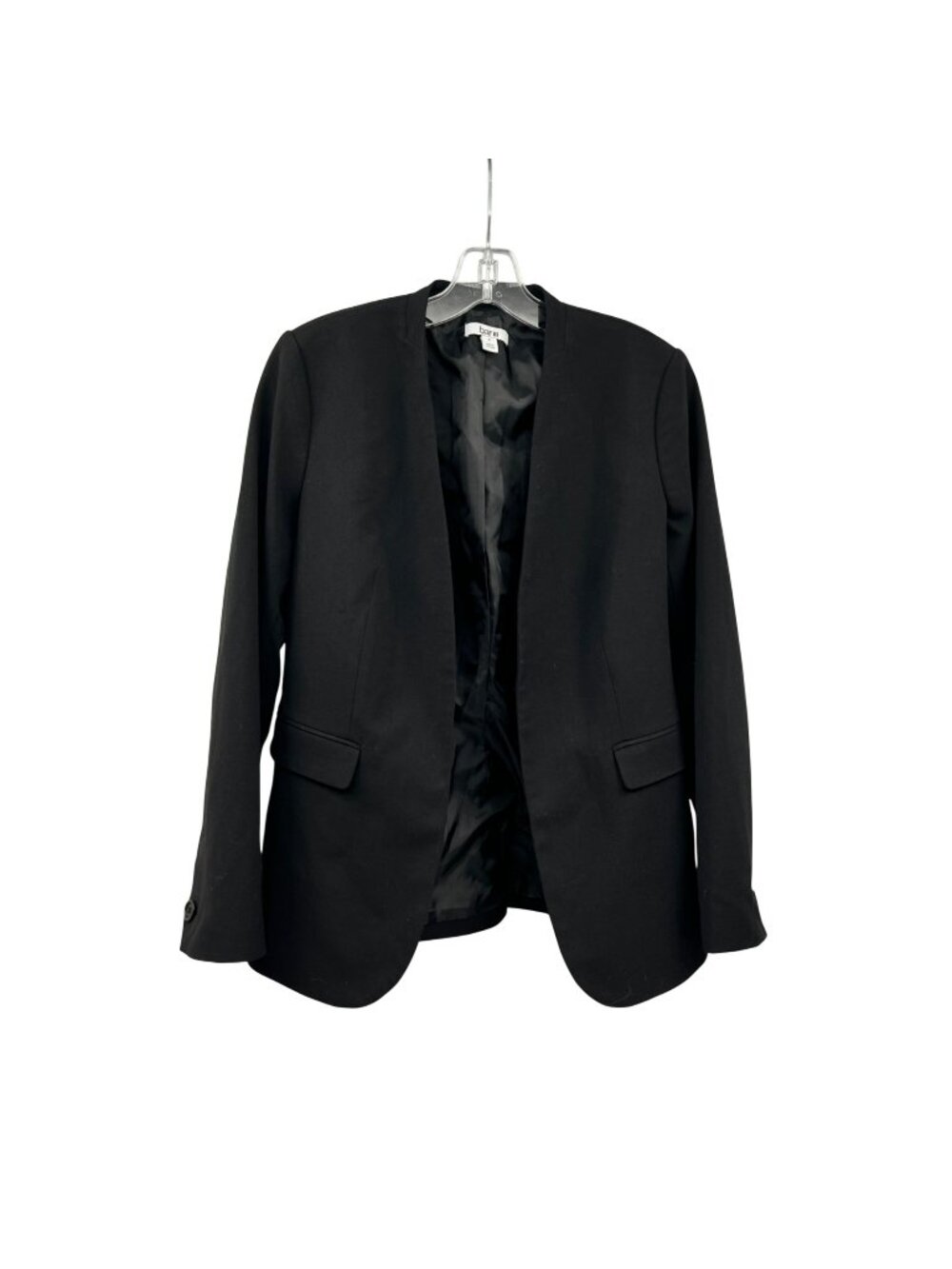 Bar III Womens Blazer Open Front Faux Pockets Black Size Small